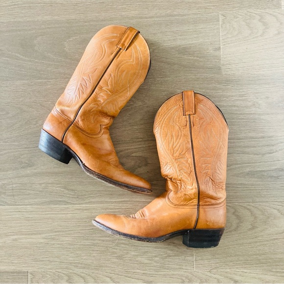 JUSTIN 🤠 Country Western Leather Cowboy Boots Vintage Yellowstone Tall Mens - Picture 5 of 9
